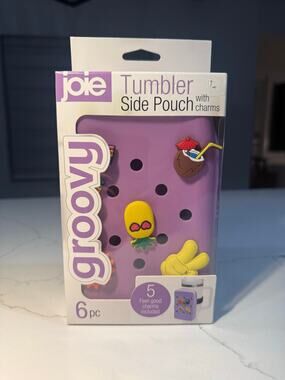 Joie “Groovy” Tumbler Side Pouch with 5 Charms – Purple (6-Piece Set)